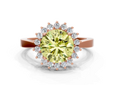 Rose gold Fancy Yellow Round  Cut Diamond Halo Ring with Round Brilliant Halo and Solitaire Band