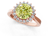 Rose gold Fancy Yellow Round  Cut Diamond Halo Ring with Round Brilliant Halo and Solitaire Band_1