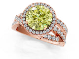 Rose gold Fancy Yellow Round Cut Diamond Halo Ring with Round Split Shank and Prong Setting_37