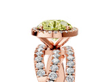 Rose gold Fancy Yellow Round Cut Diamond Halo Ring with Round Split Shank and Prong Setting_41