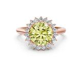 Rose gold Fancy Yellow Round  Cut Diamond Halo Ring with Solitaire Band and Prong Setting_29