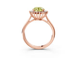Rose gold Fancy Yellow Round  Cut Diamond Halo Ring with Solitaire Band and Prong Setting_32