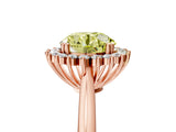 Rose gold Fancy Yellow Round  Cut Diamond Halo Ring with Solitaire Band and Prong Setting_34