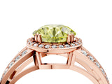 Rose gold Fancy Yellow Round Cut Diamond Halo Ring with Split Shank Pavé Band and Four-Prong Setting_4