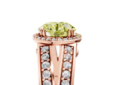 Rose gold Fancy Yellow Round Cut Diamond Halo Ring with Split Shank Pavé Band and Four-Prong Setting_5