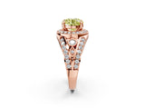 Rose gold Fancy Yellow Round Cut Diamond Halo Ring with Split Shank and Bezel Accents and Four-Prong Setting_2