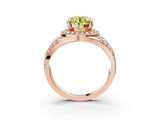 Rose gold Fancy Yellow Round Cut Diamond Halo Ring with Split Shank and Bezel Accents and Four-Prong Setting_3