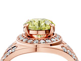 Rose gold Fancy Yellow Round Cut Diamond Halo Ring with Split Shank and Bezel Accents and Four-Prong Setting_4