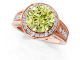 Rose gold Fancy Yellow Round Cut Diamond Halo Ring with Split Shank and Bezel Accents and Prong Setting_1