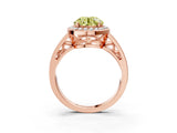 Rose gold Fancy Yellow Round Cut Diamond Halo Ring with Split Shank and Bezel Accents and Prong Setting_3