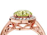 Rose gold Fancy Yellow Round Cut Diamond Halo Ring with Split Shank and Bezel Accents and Prong Setting_4