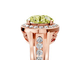 Rose gold Fancy Yellow Round Cut Diamond Halo Ring with Split Shank and Bezel Accents and Prong Setting_5