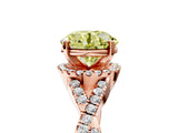 Rose gold Fancy Yellow Round Cut Diamond  Halo Twist Band Solitaire Prong Setting Ring_47