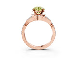 Rose gold Fancy Yellow Round Cut Diamond  Halo Twist Band Solitaire Prong Setting Ring_51