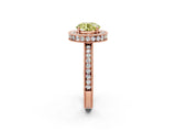 Rose gold Fancy Yellow Round Cut Diamond Milgrain Halo Engagement Ring with Round Pavé Band and Prong Setting_14