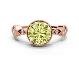 Rose gold Fancy Yellow Round  Cut Diamond Milgrain Marquise Band with Prong Setting_3