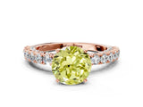 Rose gold Fancy Yellow Round Cut Diamond Pavé Band Solitaire Ring with Prong Setting_20