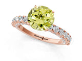 Rose gold Fancy Yellow Round Cut Diamond Pavé Band Solitaire Ring with Prong Setting_21