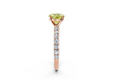 Rose gold Fancy Yellow Round Cut Diamond Pavé Band Solitaire Ring with Prong Setting_22