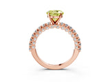 Rose gold Fancy Yellow Round Cut Diamond Pavé Band Solitaire Ring with Prong Setting_23