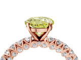 Rose gold Fancy Yellow Round Cut Diamond Pavé Band Solitaire Ring with Prong Setting_24