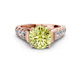 Rose gold Fancy Yellow Round  Cut Diamond Pavé Band Solitaire with Four-Prong Setting_15