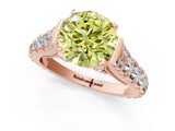 Rose gold Fancy Yellow Round  Cut Diamond Pavé Band Solitaire with Four-Prong Setting_16