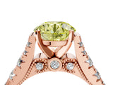 Rose gold Fancy Yellow Round  Cut Diamond Pavé Band Solitaire with Four-Prong Setting_19