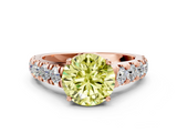 Rose gold Fancy Yellow Round  Cut Diamond Pavé Band Solitaire with Four-Prong Setting_3
