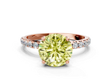 Rose gold Fancy Yellow Round  Cut Diamond Pavé Band Solitaire with Four-Prong Setting_3