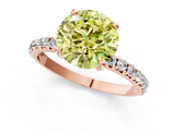 Rose gold Fancy Yellow Round  Cut Diamond Pavé Band Solitaire with Four-Prong Setting_4