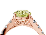 Rose gold Fancy Yellow Round  Cut Diamond Pavé Band Solitaire with Four-Prong Setting_7