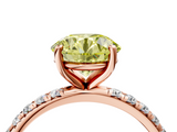 Rose gold Fancy Yellow Round  Cut Diamond Pavé Band Solitaire with Four-Prong Setting_7