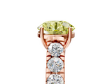 Rose gold Fancy Yellow Round  Cut Diamond Pavé Band Solitaire with Four-Prong Setting_8