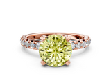 Rose gold Fancy Yellow Round  Cut Diamond Pavé Band with Four-Prong Setting