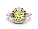 Rose gold Fancy Yellow Round Cut Diamond Pavé Halo Ring with Four-Prong Setting_17