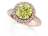 Rose gold Fancy Yellow Round Cut Diamond Pavé Halo Ring with Four-Prong Setting_18