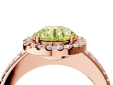 Rose gold Fancy Yellow Round Cut Diamond Pavé Halo Ring with Four-Prong Setting_21