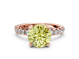 Rose gold Fancy Yellow Round Cut Diamond Pavé Solitaire Ring with Round Band and Prong Setting_12
