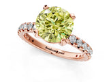 Rose gold Fancy Yellow Round Cut Diamond Pavé Solitaire Ring with Round Band and Prong Setting_13