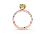 Rose gold Fancy Yellow Round Cut Diamond Pavé Solitaire Ring with Round Band and Prong Setting_15