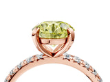 Rose gold Fancy Yellow Round Cut Diamond Pavé Solitaire Ring with Round Band and Prong Setting_16