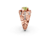 Rose gold Fancy Yellow Round Cut Diamond Pave Art Deco Split Shank Ring with Four-Prong Setting_2