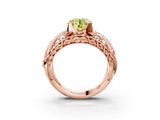Rose gold Fancy Yellow Round Cut Diamond Pave Art Deco Split Shank Ring with Four-Prong Setting_3