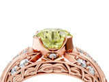 Rose gold Fancy Yellow Round Cut Diamond Pave Art Deco Split Shank Ring with Four-Prong Setting_4