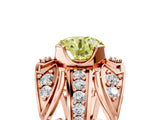 Rose gold Fancy Yellow Round Cut Diamond Pave Art Deco Split Shank Ring with Four-Prong Setting_5