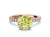 Rose gold Fancy Yellow Round Cut Diamond Pave Band Solitaire Ring with Four-Prong Setting_17