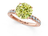 Rose gold Fancy Yellow Round Cut Diamond Pave Band Solitaire Ring with Four-Prong Setting_18