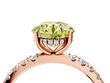 Rose gold Fancy Yellow Round Cut Diamond Pave Band Solitaire Ring with Four-Prong Setting_21