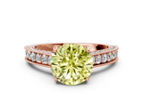 Rose gold Fancy Yellow Round  Cut Diamond Pave Band with Four-Prong Setting